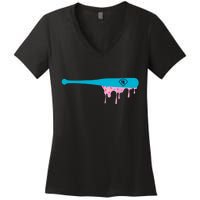 Baseball Bat With Sprinkles Drip Women's V-Neck T-Shirt