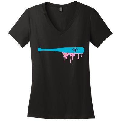 Baseball Bat With Sprinkles Drip Women's V-Neck T-Shirt