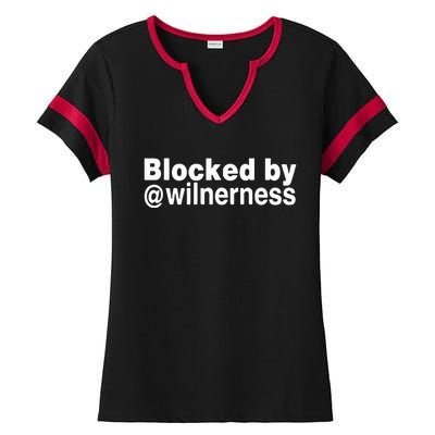 Blocked By Wilnerness Ladies Halftime Notch Neck Tee