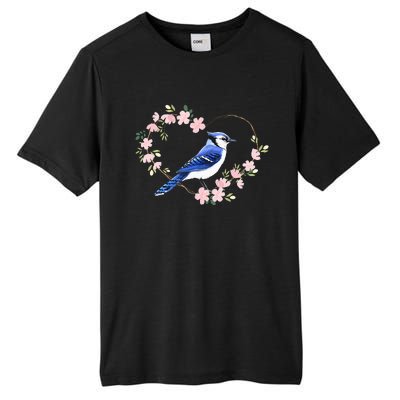 Bird Bird Watching Bird Watcher Birder Blue Jay Flower Heart Tall Fusion ChromaSoft Performance T-Shirt