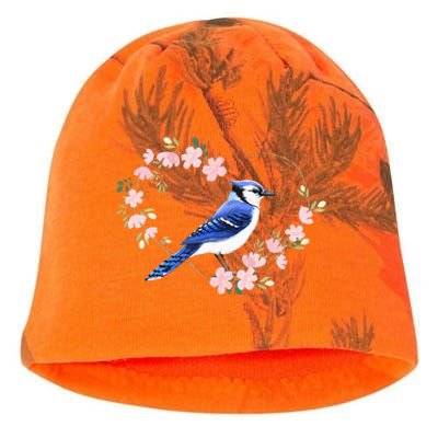 Bird Bird Watching Bird Watcher Birder Blue Jay Flower Heart Kati - Camo Knit Beanie