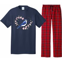 Bird Bird Watching Bird Watcher Birder Blue Jay Flower Heart Pajama Set