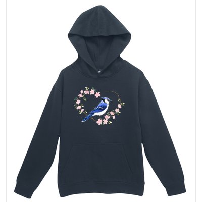 Bird Bird Watching Bird Watcher Birder Blue Jay Flower Heart Urban Pullover Hoodie