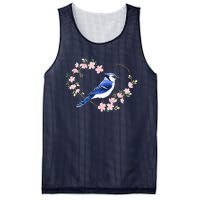 Bird Bird Watching Bird Watcher Birder Blue Jay Flower Heart Mesh Reversible Basketball Jersey Tank