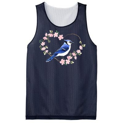 Bird Bird Watching Bird Watcher Birder Blue Jay Flower Heart Mesh Reversible Basketball Jersey Tank