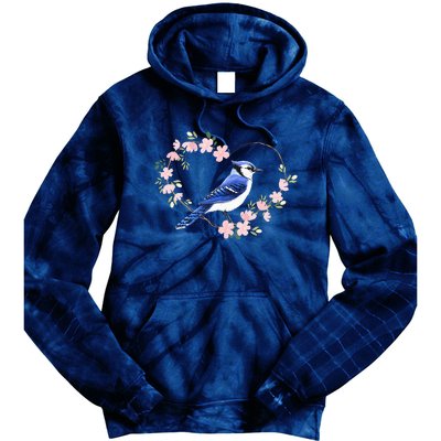 Bird Bird Watching Bird Watcher Birder Blue Jay Flower Heart Tie Dye Hoodie