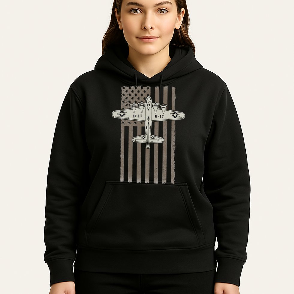 B17 Bomber WW2 Plane Aircraft USA Flag Veteran Pilot Gift Hoodie