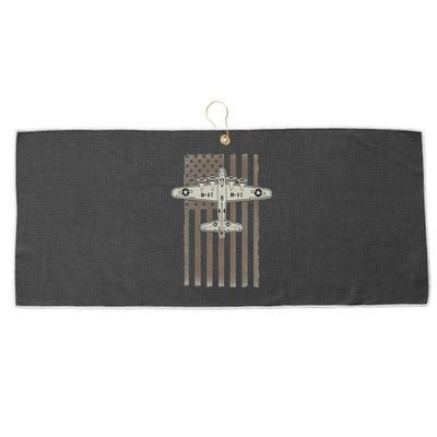 B17 Bomber WW2 Plane Aircraft USA Flag Veteran Pilot Gift Large Microfiber Waffle Golf Towel