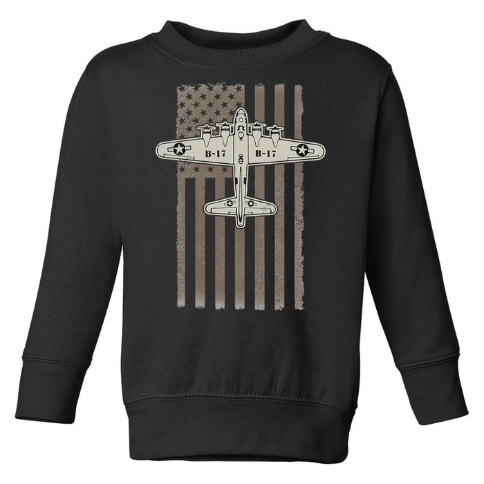 B17 Bomber WW2 Plane Aircraft USA Flag Veteran Pilot Gift Toddler Sweatshirt