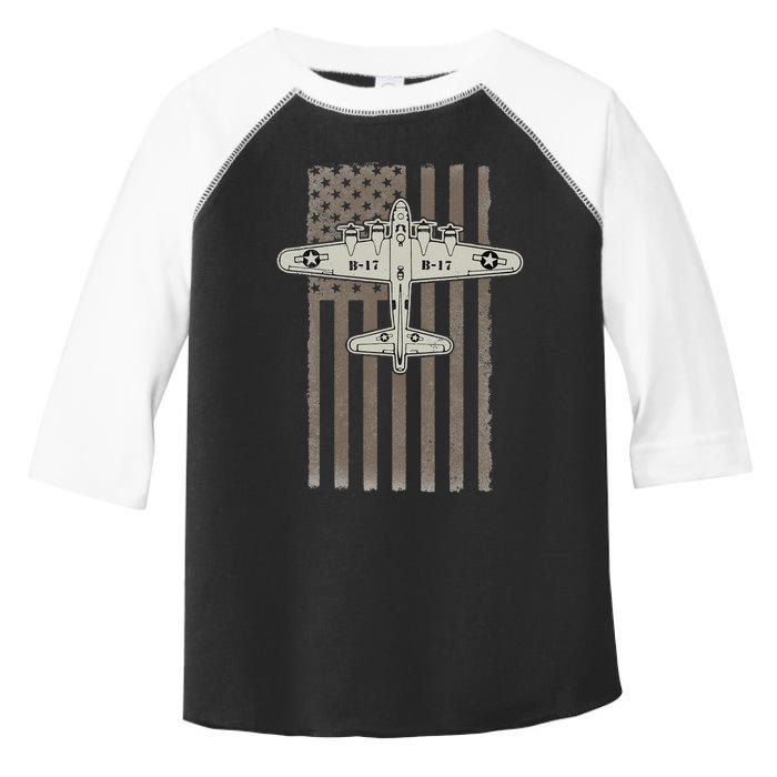 B17 Bomber WW2 Plane Aircraft USA Flag Veteran Pilot Gift Toddler Fine Jersey T-Shirt