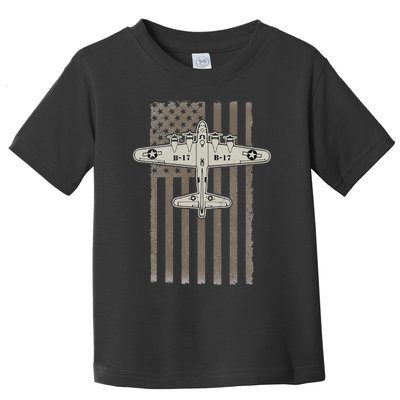 B17 Bomber WW2 Plane Aircraft USA Flag Veteran Pilot Gift Toddler T-Shirt