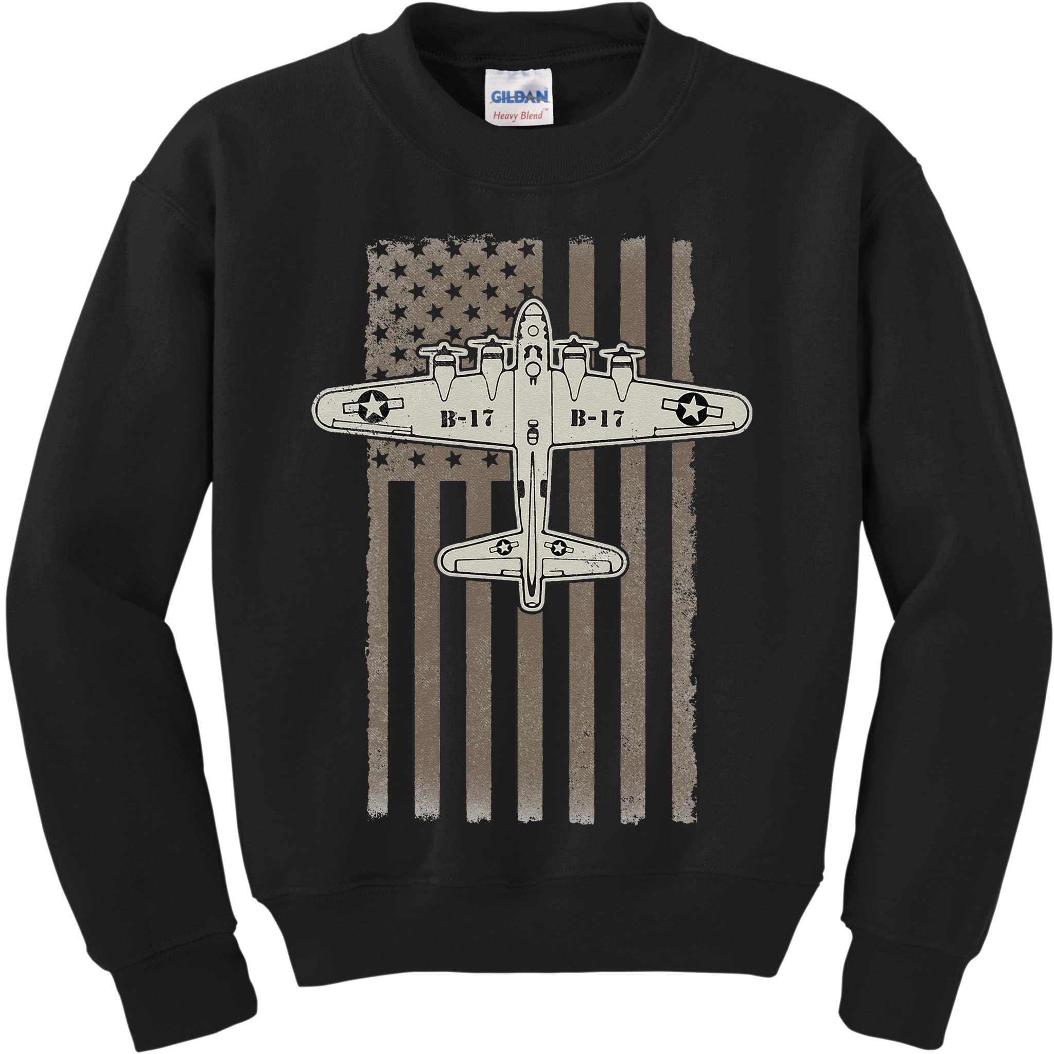 B17 Bomber WW2 Plane Aircraft USA Flag Veteran Pilot Gift Kids Sweatshirt