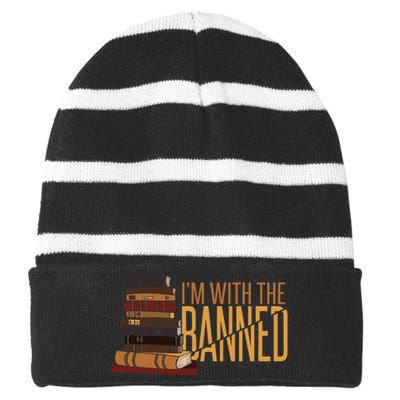 Banned Books Week Librarian IM With The Banned Striped Beanie with Solid Band