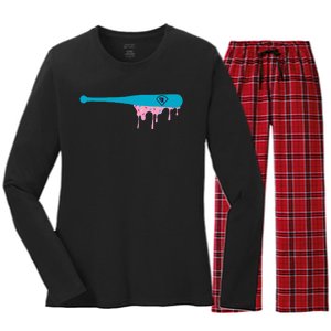 Baseball Bat With Sprinkles Drip Women's Long Sleeve Flannel Pajama Set 