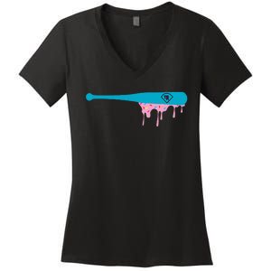 Baseball Bat With Sprinkles Drip Women's V-Neck T-Shirt