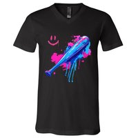 Baseball Bat With Sprinkles Drip V-Neck T-Shirt