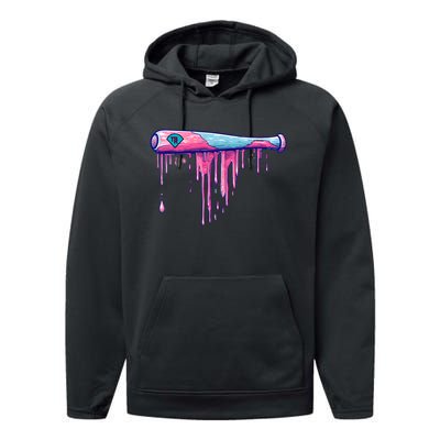 Baseball Bat With Sprinkles Drip Performance Fleece Hoodie