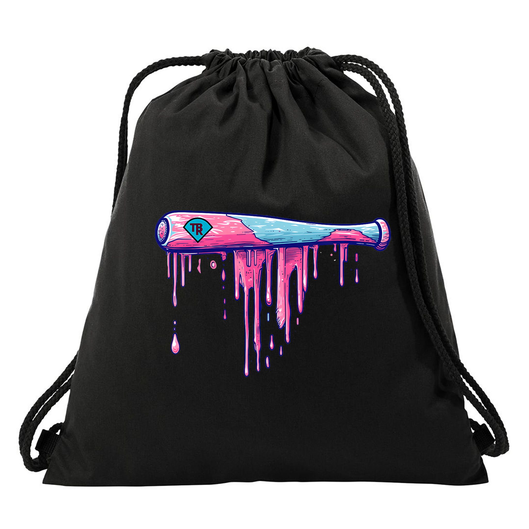 Baseball Bat With Sprinkles Drip Drawstring Bag