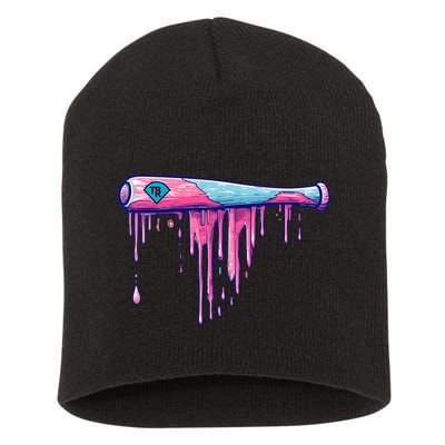 Baseball Bat With Sprinkles Drip Short Acrylic Beanie