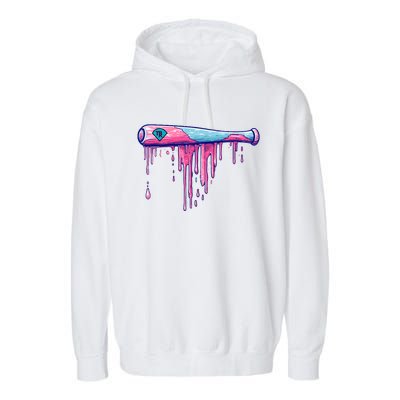 Baseball Bat With Sprinkles Drip Garment-Dyed Fleece Hoodie