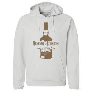 Buffalo Bourbon Whiskey Bottle Large Logo Performance Fleece Hoodie