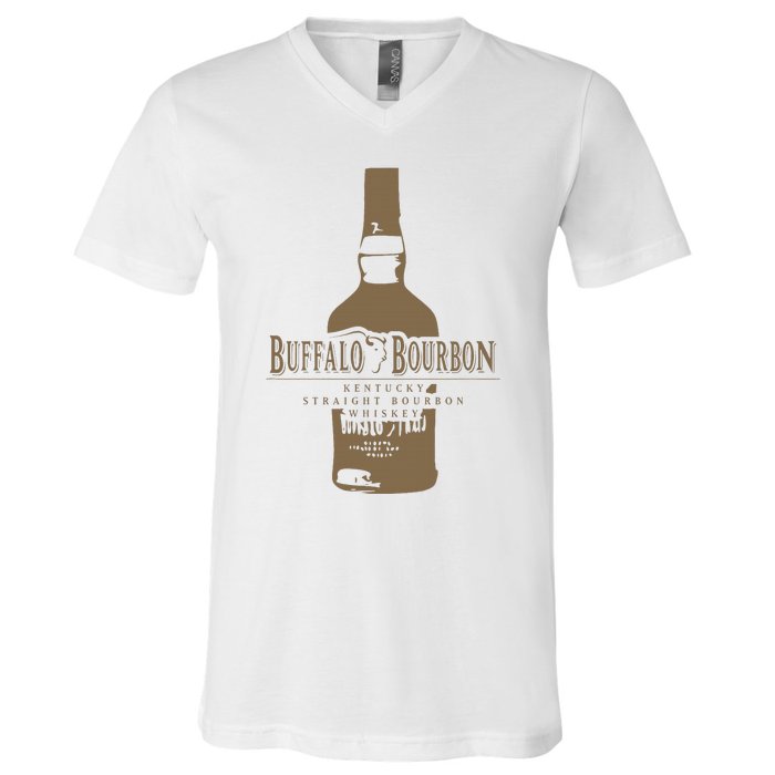 Buffalo Bourbon Whiskey Bottle Large Logo V-Neck T-Shirt