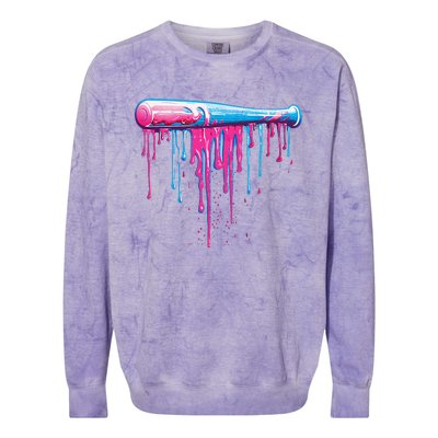 Baseball Bat With Sprinkles Drip Gift Colorblast Crewneck Sweatshirt