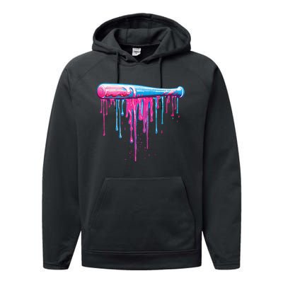 Baseball Bat With Sprinkles Drip Gift Performance Fleece Hoodie