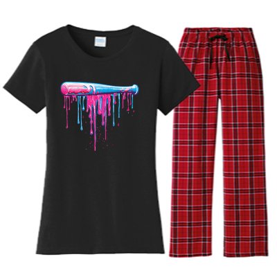 Baseball Bat With Sprinkles Drip Gift Women's Flannel Pajama Set