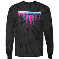 Baseball Bat With Sprinkles Drip Gift Tie-Dye Long Sleeve Shirt