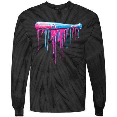 Baseball Bat With Sprinkles Drip Gift Tie-Dye Long Sleeve Shirt