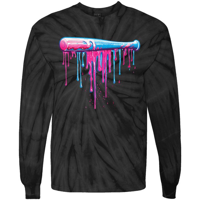 Baseball Bat With Sprinkles Drip Gift Tie-Dye Long Sleeve Shirt