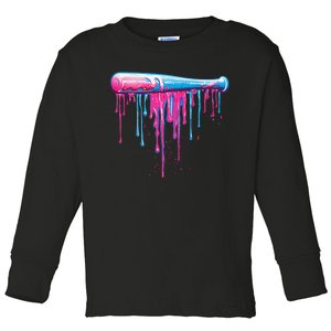 Baseball Bat With Sprinkles Drip Gift Toddler Long Sleeve Shirt