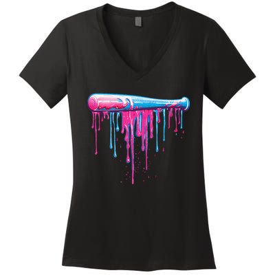 Baseball Bat With Sprinkles Drip Gift Women's V-Neck T-Shirt