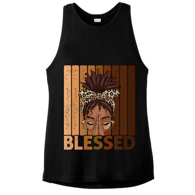 Blessed Black Woman Praying African American Christian  Ladies PosiCharge Tri-Blend Wicking Tank