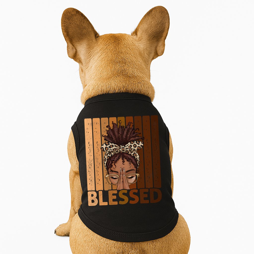 Blessed Black Woman Praying African American Christian  Doggie Tank