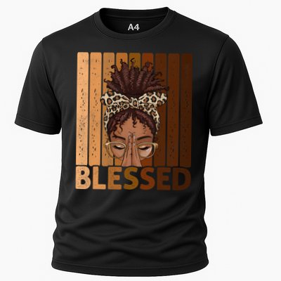 Blessed Black Woman Praying African American Christian  Cooling Performance Crew T-Shirt