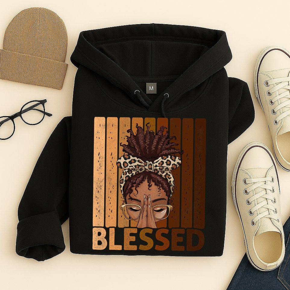 Blessed Black Woman Praying African American Christian  Hoodie