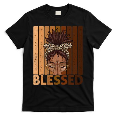 Blessed Black Woman Praying African American Christian  T-Shirt