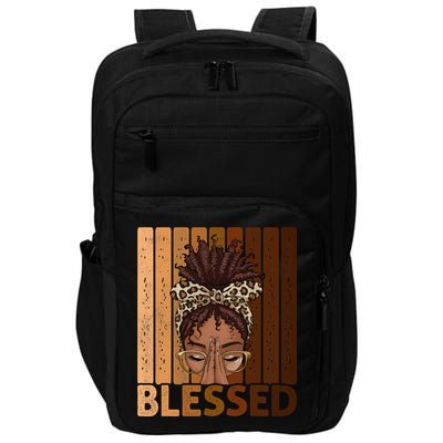 Blessed Black Woman Praying African American Christian  Impact Tech Backpack
