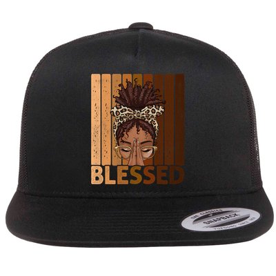 Blessed Black Woman Praying African American Christian  Flat Bill Trucker Hat