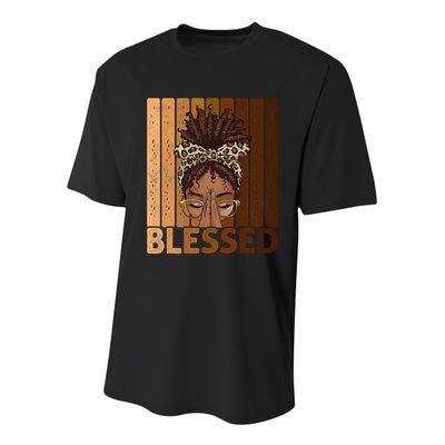 Blessed Black Woman Praying African American Christian  Youth Performance Sprint T-Shirt