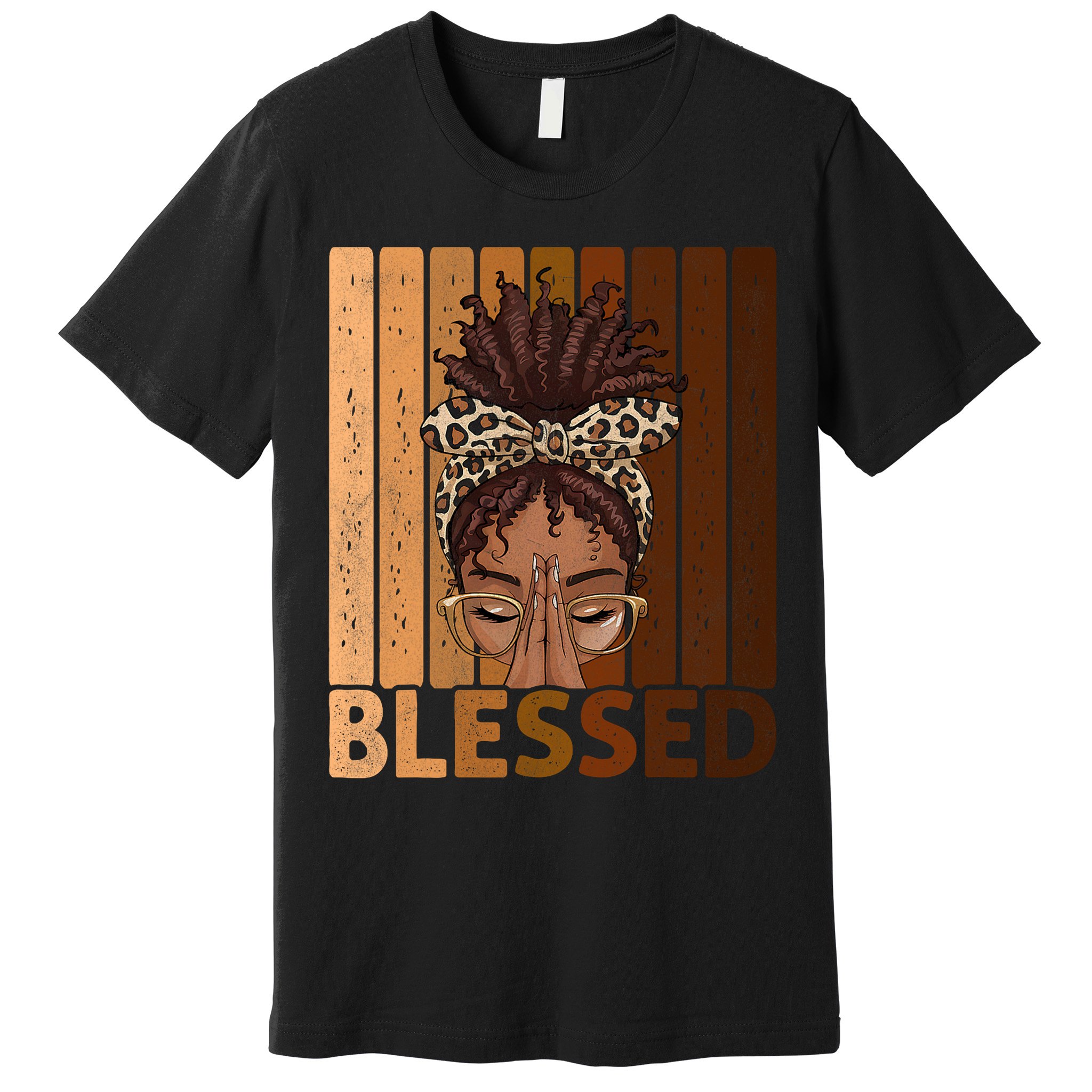 Blessed Black Woman Praying African American Christian  Premium T-Shirt