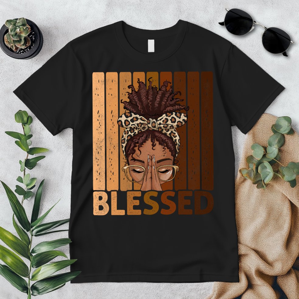 Blessed Black Woman Praying African American Christian  Premium T-Shirt