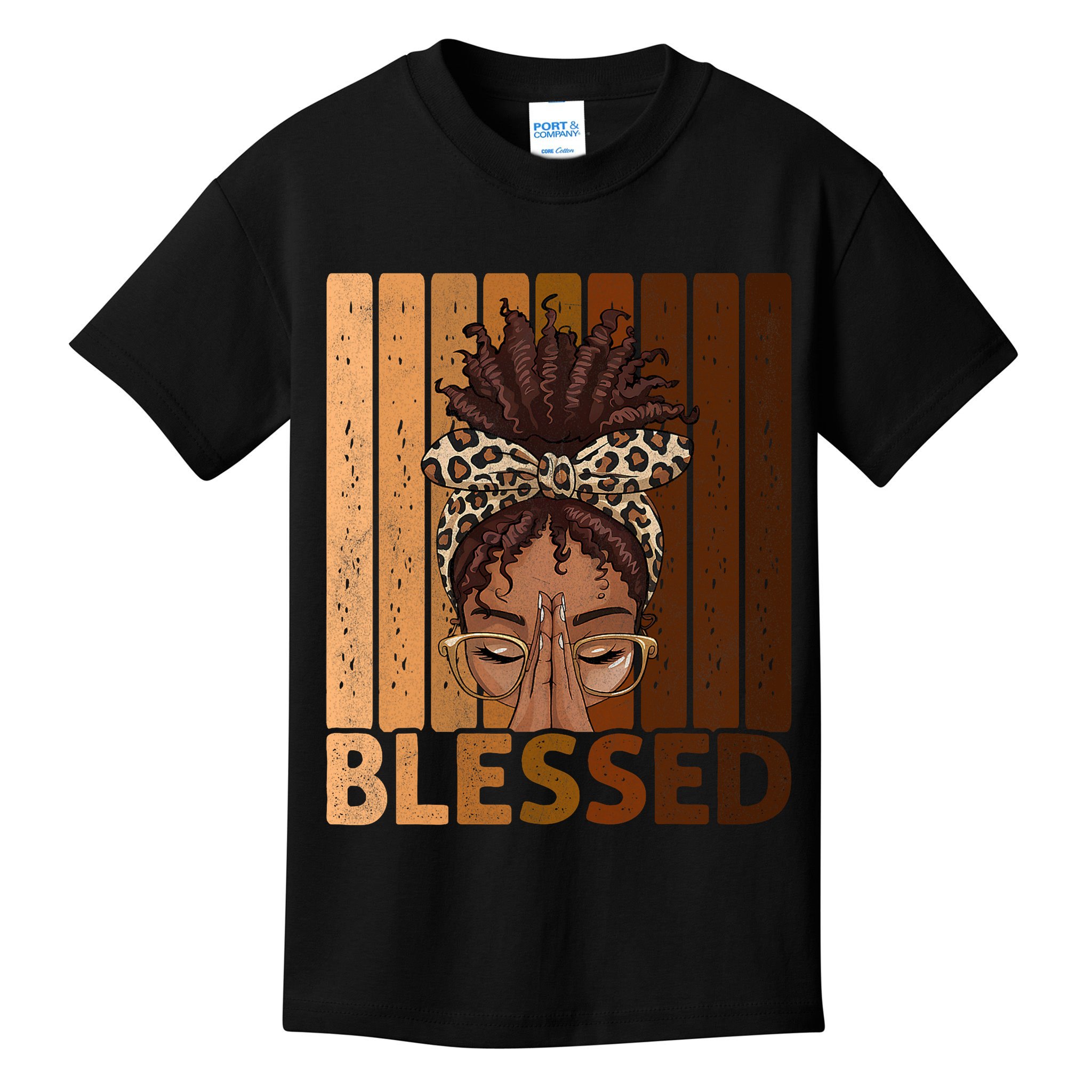 Blessed Black Woman Praying African American Christian  Kids T-Shirt