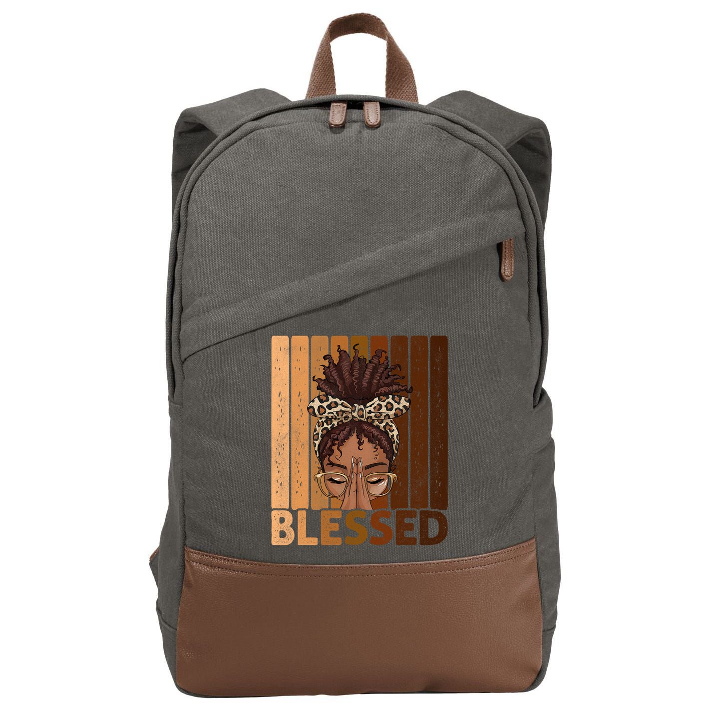 Blessed Black Woman Praying African American Christian  Cotton Canvas Backpack