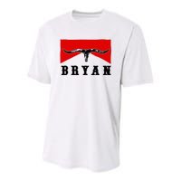 Bryan Bullhead Western Cowboy Cow Skull Youth Performance Sprint T-Shirt