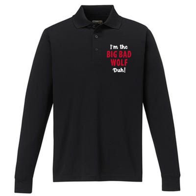 Big Bad Wolf Costume Halloween Duh! Funny Performance Long Sleeve Polo