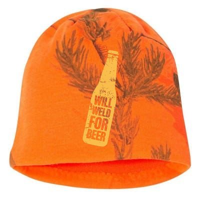 Beer Bottle Will Weld For Beer Alcohol Enthusiast Kati - Camo Knit Beanie