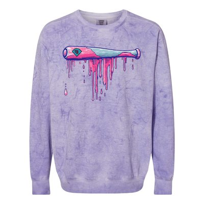 Baseball Bat With Sprinkles Drip Colorblast Crewneck Sweatshirt